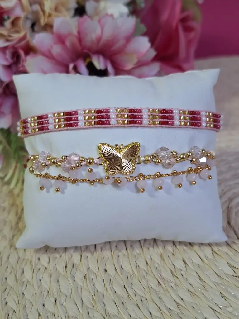 Brazalete Oasis Mariposa Rosa