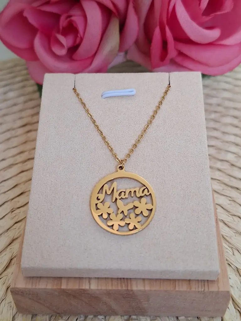 Collar de Acero MAMA FLORES DORADO