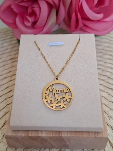 Collar de Acero MAMA FLORES DORADO